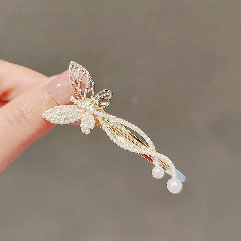 Perle Net Rot Haar Clip Edlen Schmuck Koreanische Schmetterling Haar Clip Einfache Pony Clip Sen Seite Clip Ente Schnabel Clip Weibliche