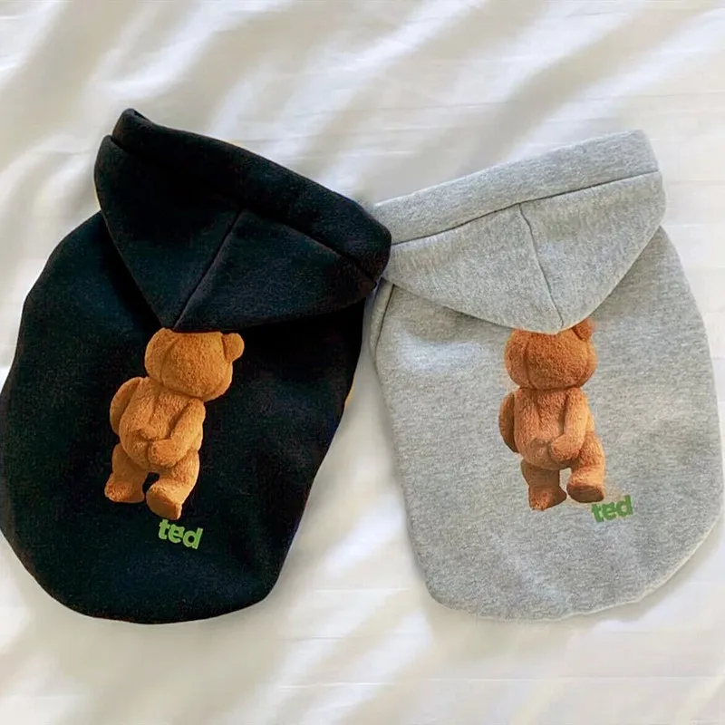 Pet Clothes Cute Cartoon Bear Dog Hoodies Winter Pet Dog Clothes for Small Medium Dogs Costumes Yorkshire Terrier Puppy Costume Cat