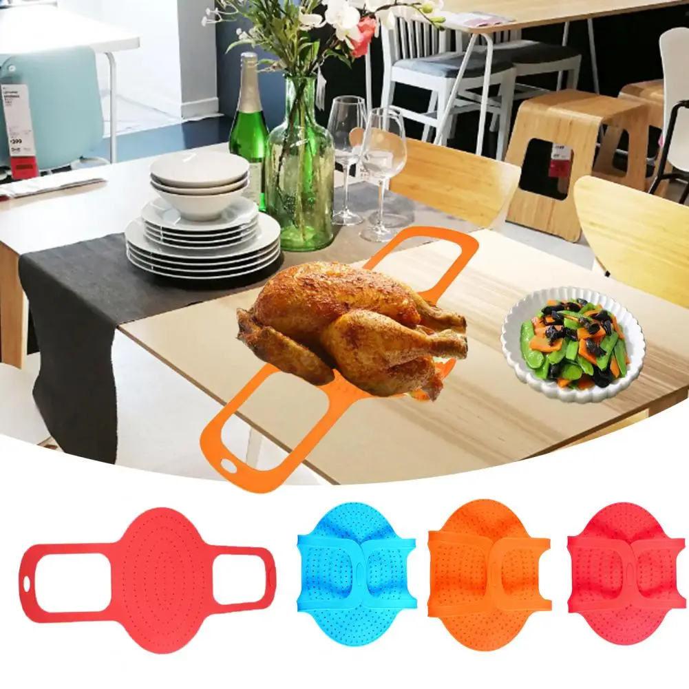 Turkey Lifter Foldable Heat Resistant Anti-scald Oil Filtering Food Grade Silicone Kitchen Poultry Cooking Mat for Dining Room