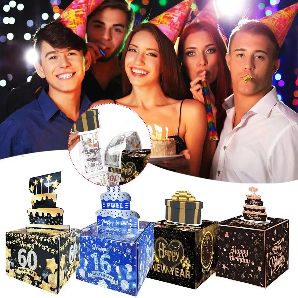

Birthday Surprise Gift Box Funny Pumping Money Box With Cake Card Perfect Birthday Gift For Mom Sister Wife Girlfri D4x6