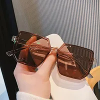 Lunettes de soleil vintage à grande monture pour femmes et hommes, lunettes de soleil carrées de marque, lunettes rétro, lunettes de protection pour homme et femme, lunettes de soleil polygonales 4