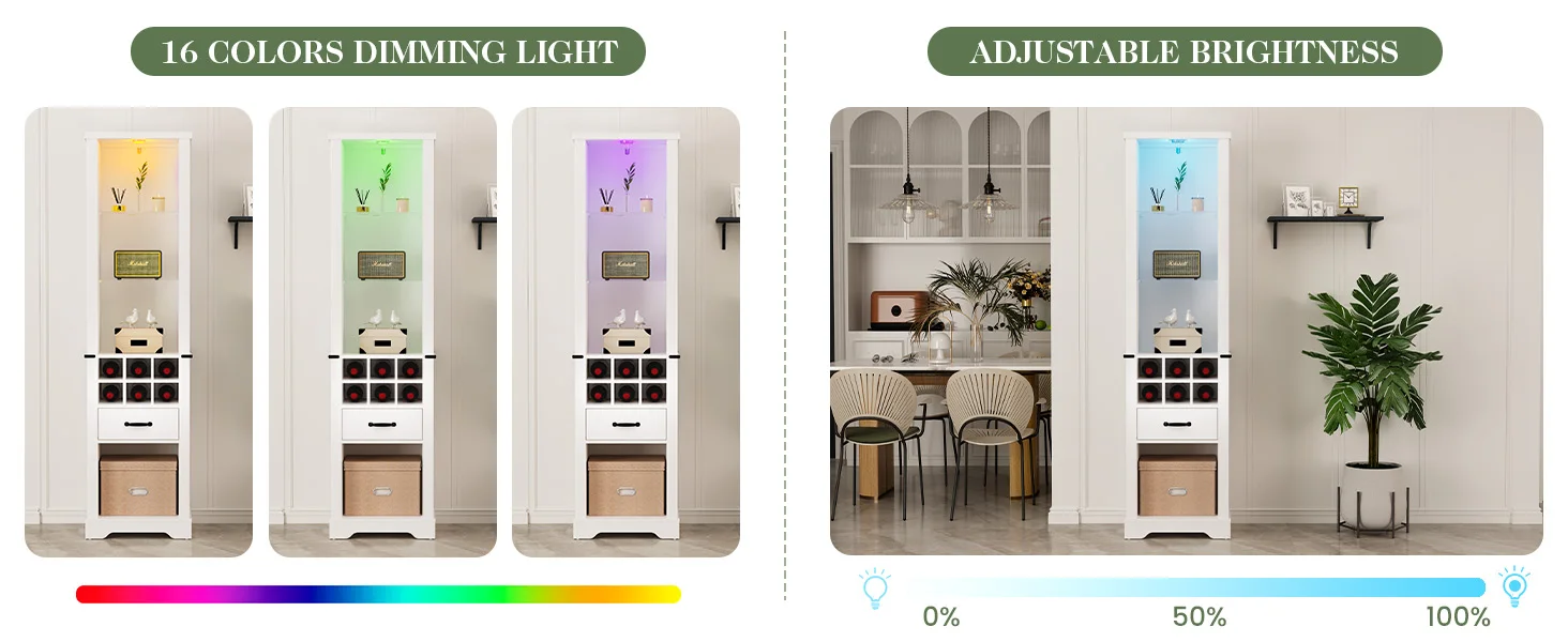 75&amp;amp;#39;&amp;amp;#39; Tall Storage Cabinet with LED LightStorage Cabinet