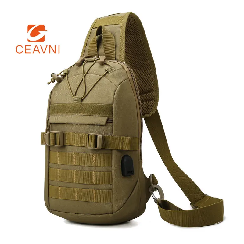 

Lightweight Chest Bag Outdoor Sports Large Capacity Camouflage Tactical Crossbody Bag Men Shoulder USB Charging Road Backpack