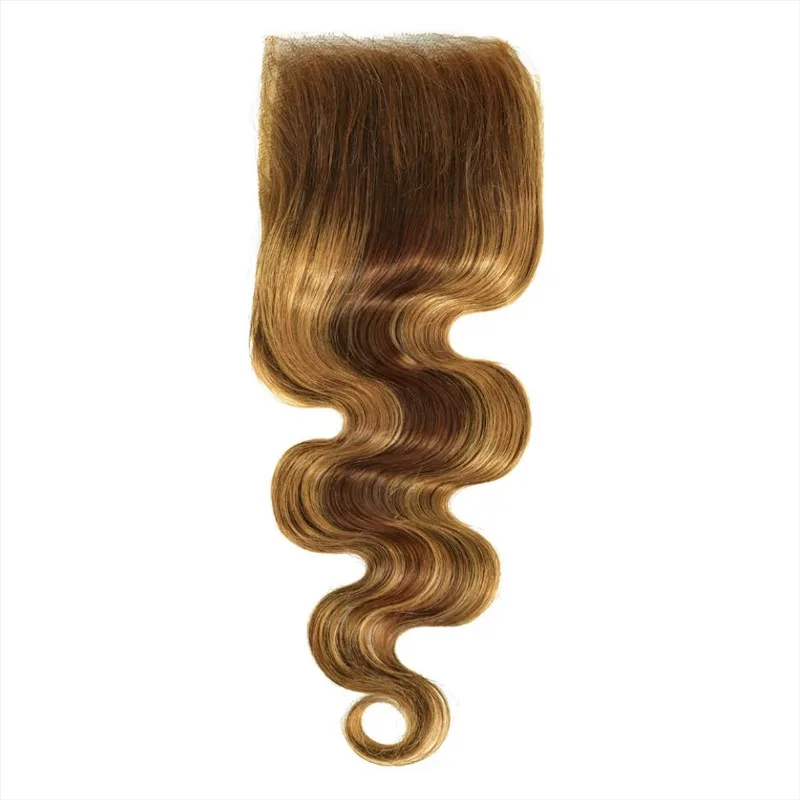 P4/27 Body Wave 4x4 Lace Closure Highlight Human Hair Transparent Lace Closure Brazilian Virgin Hair For Women Soft and Silky