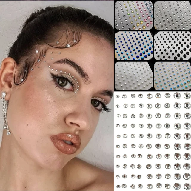 3D Diamond Face Jewels Glitter Tattoo Eyebrow Stickers Makeup Rhinestones  Party✔