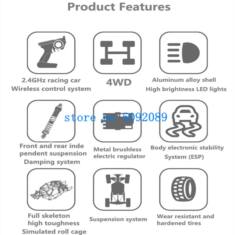 Professional 1:10 Desert Off-Road High Speed RC Car 90KM/H 60CM Brushless 8CH Metal Differential ESP 4WD Remote Control Truck 6