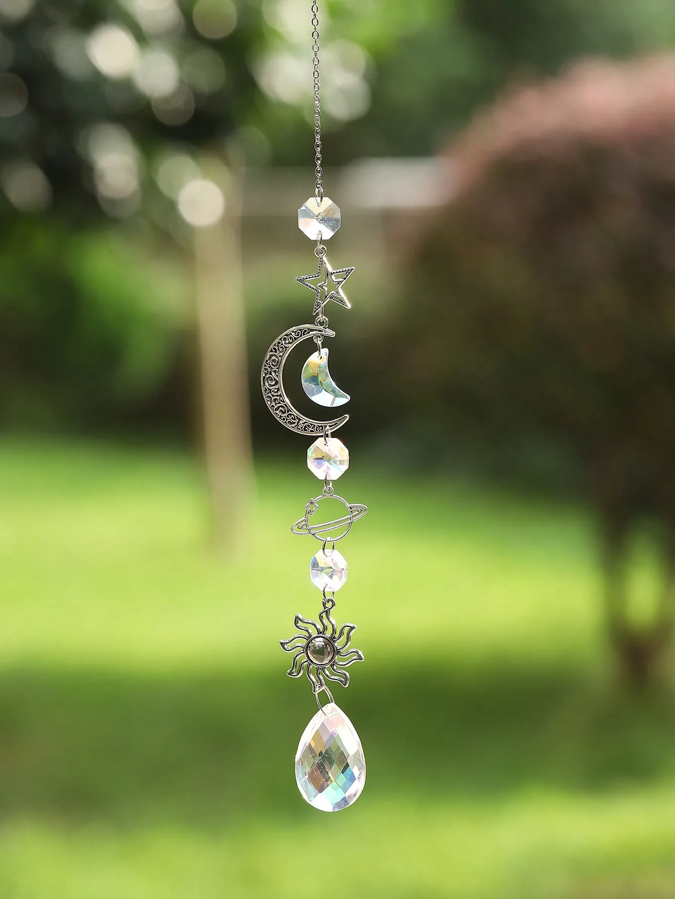 1pc suncatcher crystal wall hanging modern star moon sun planet design decoration suitable for living room home outdoor sun catcher crystal pendant sun catchers window ornament