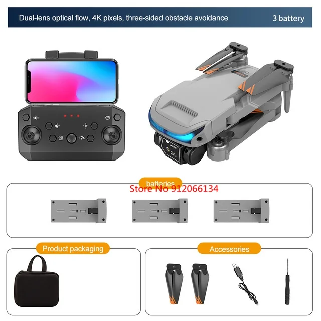 Three Way Obstacle Avoidance WiFi FPV 4K HD Dual Camera RC Drone Optical Flow Foldable RC Quadcopter With 3pcs battery Boy Gifts phantom 6ch remote control quadcopter RC Quadcopter