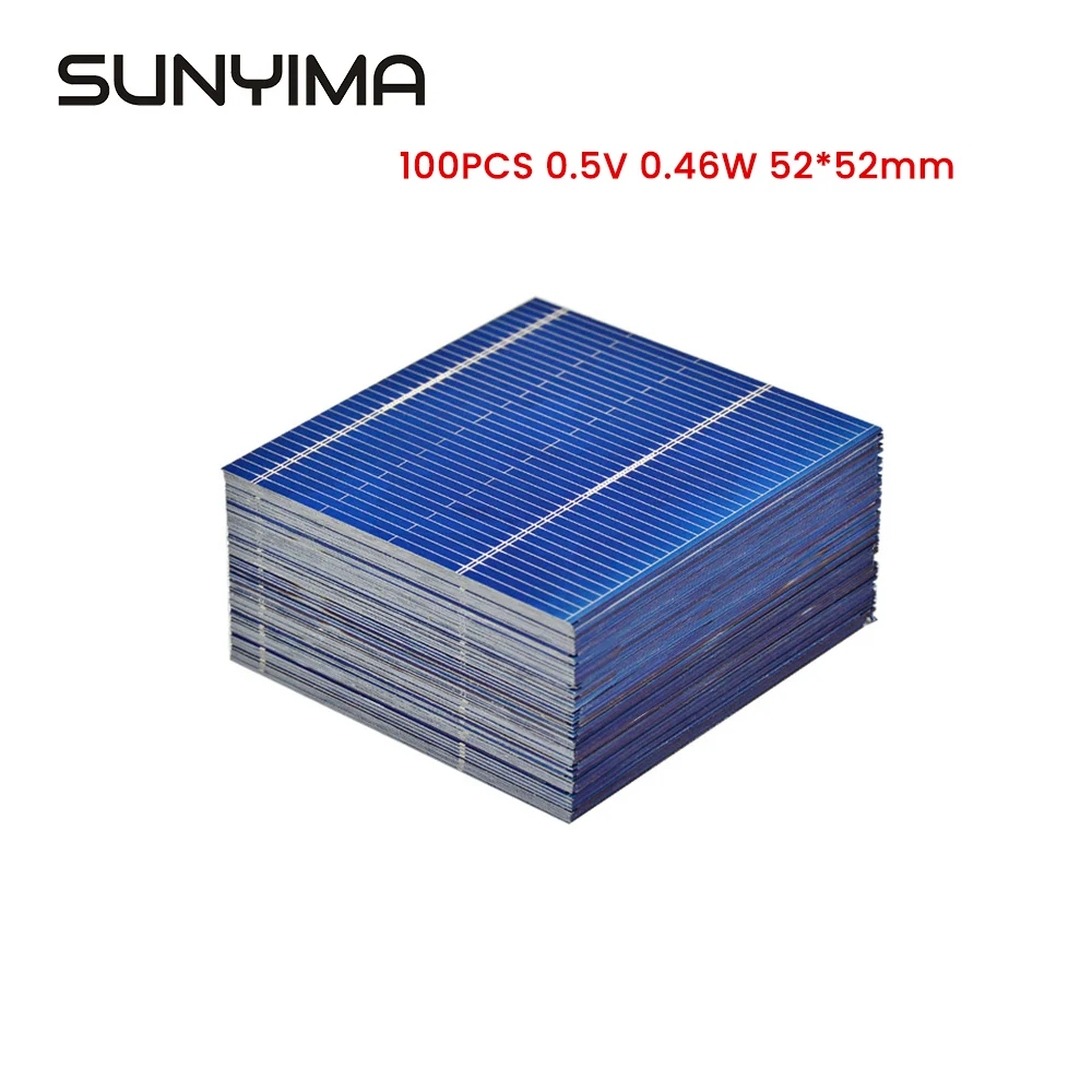 Sunyima-painel Solar Portátil Sistema Solar Faça Você Mesmo para Célula de Bateria Carregadores de Telefone 0.5v 0.46w 52×52 mm 100 Pcs