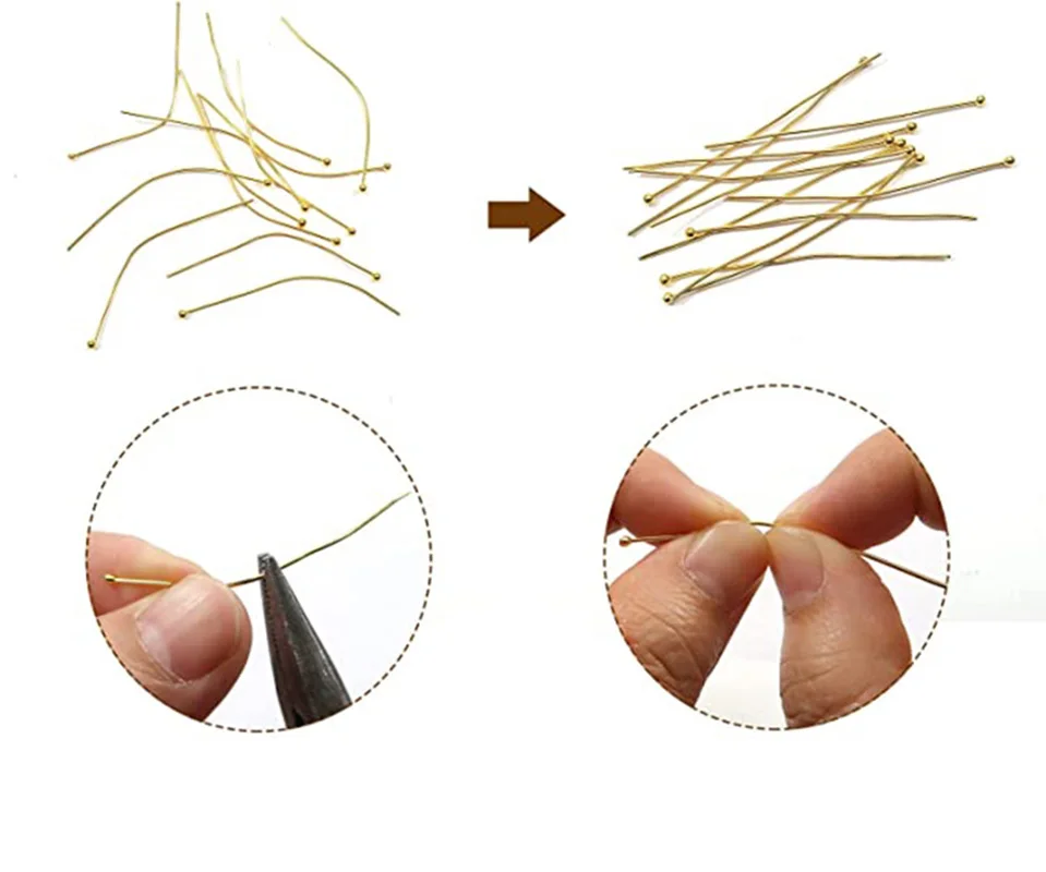 Gold Plated Metal Headpins - Pack of 100 for Jewelry Making and DIY Crafts