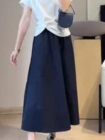 2026 Solid Color Big Size Half Skirt Women Leisure A- Line with Pocket Chinese Origin Simple Plus Size Mid Length Skirt - Image 4