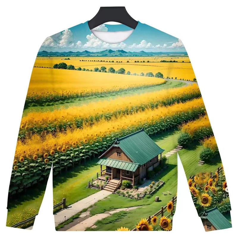 

Rural Plant Sunflower 3D Printed Pullovers For Men Clothes Harajuku Fashion Graphic Sweatshirts Streetwear Women Long Sleeve Top