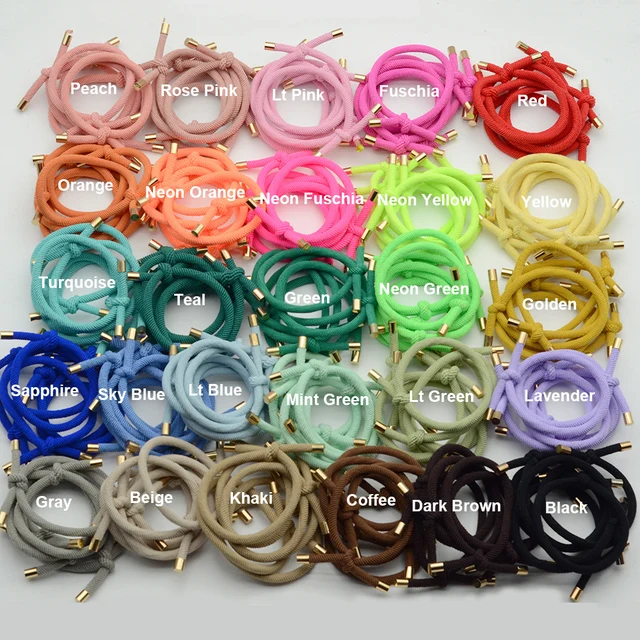 30PCS 5mm Twilled Cords Knotted Elastic Hair Bands Golden Caps Hair Ties for Girls Elasticity Ponytail Holders Hair Scrunchies 2