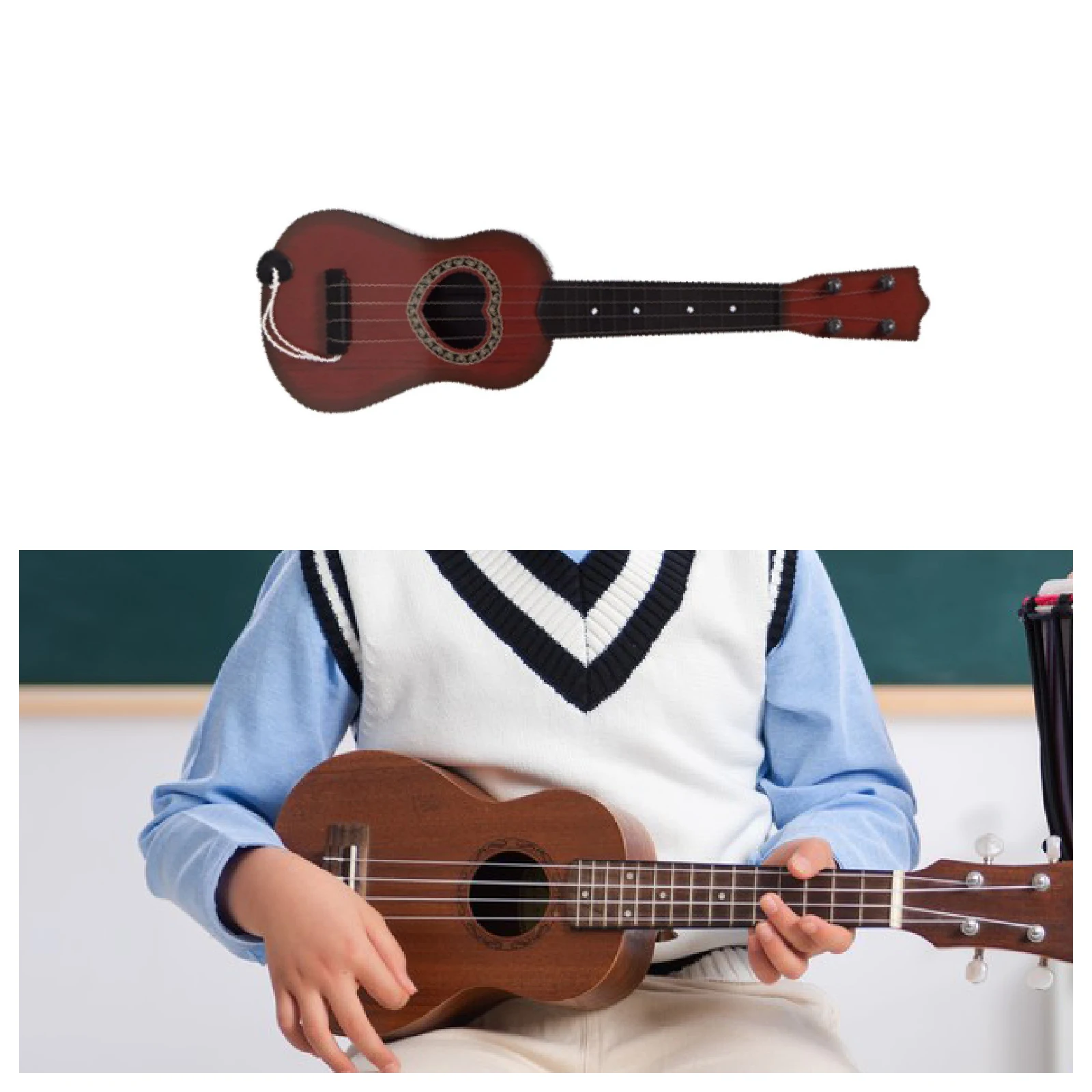 Simulation Ukulele Guitar Early Learning Educational Toy Mini Children Guitar for Aged 3+ Party Birthday Favors Beginners ukulele set