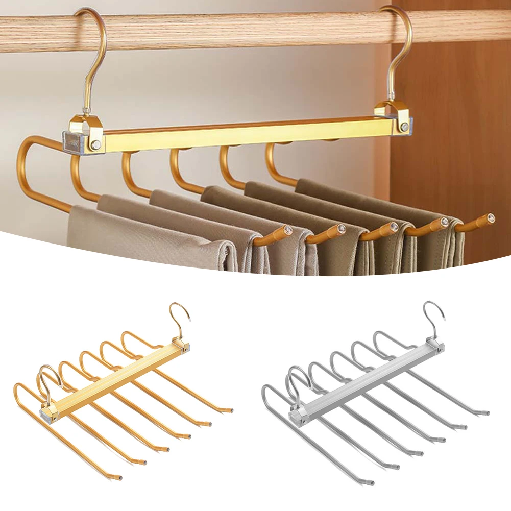 Space Saving Clothes Hanger Racks 6 in 1 Drying Clothes Rack Folding Pant Rack Bedroom Wardrobe Coat Organizer Hangers Storage