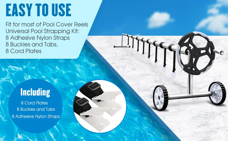8-teiliges Universal-Set für Pool-Solarabdeckungsrollenriemen – langlebig und einfach zu installieren, qualitätsgesichert – Detail 1
