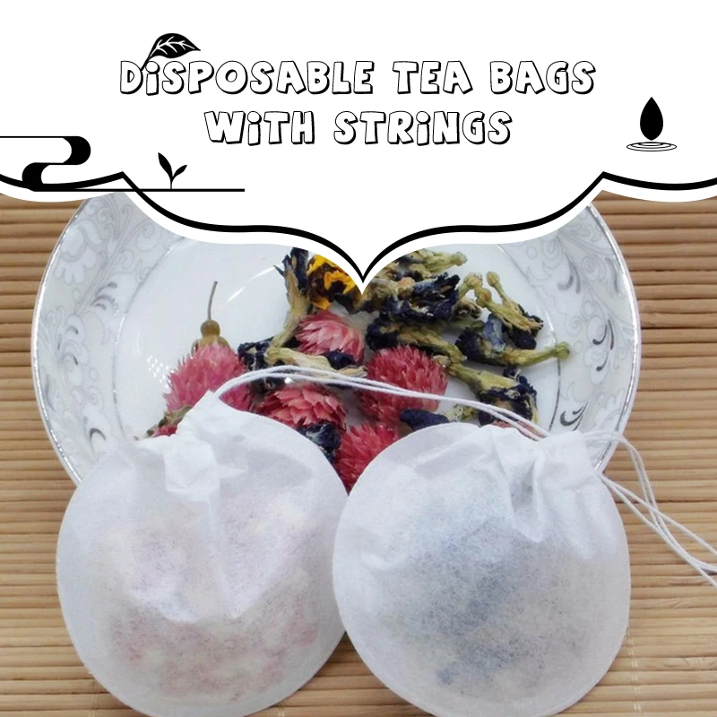 Yireen's 100Pcs Creative Round Shape Tea Bags Disposable Food Grade Filter Paper Coffee Pouches Mini Package