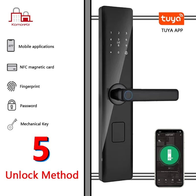 

Tuya Door Lock Wireless NFC Card Reader Smart Home Apartment Security Fingerprint Digital Password Keyless
