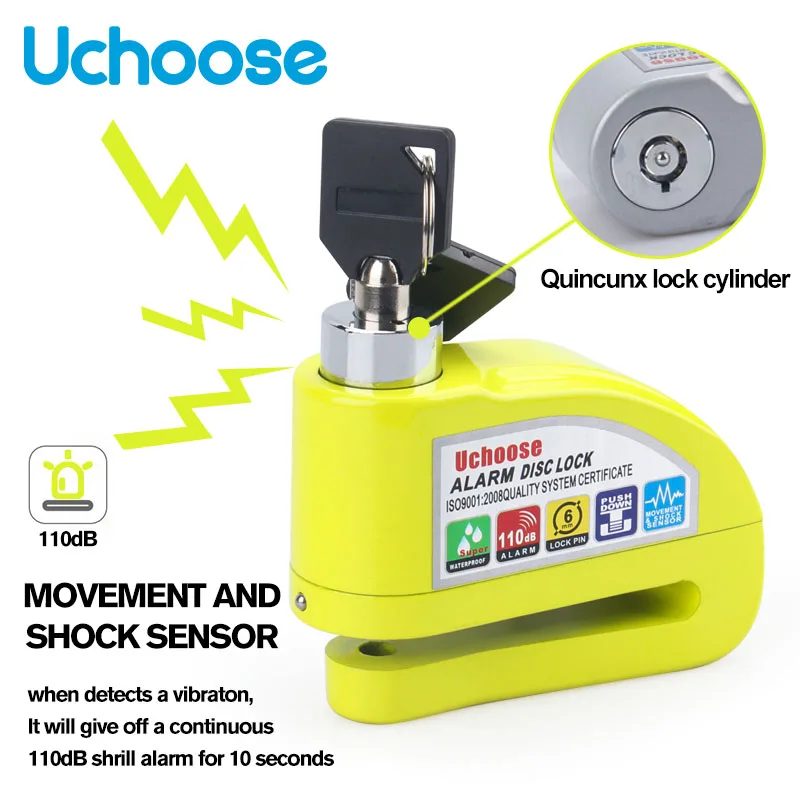 Waterproof Anti-Theft Motorcycle Disc Brake Alarm Lock with Bag and Reminder Rope - Free Shipping