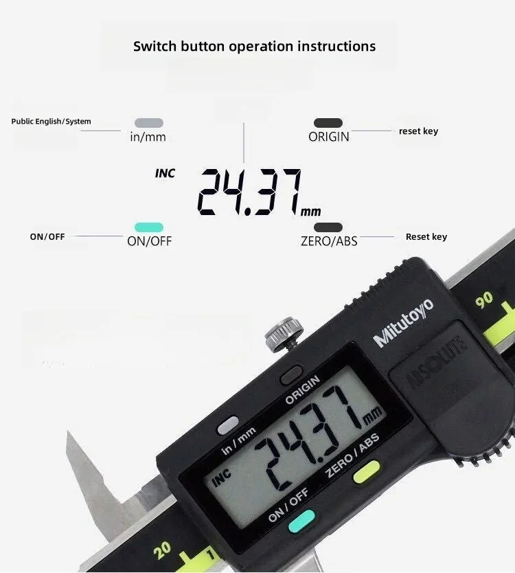 Mitutoyo 500-196 LCD 디지털 버니어 캘리퍼스 150mm 고정밀 스테인레스 스틸 내마모성 0.01mm 측정 도구
