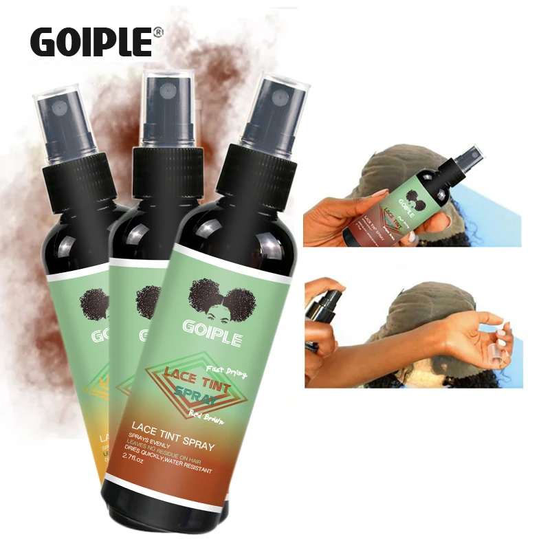 전문가용 방수 레이스 틴트 스프레이 80ml, 레드/골든 브라운 가발 가발용