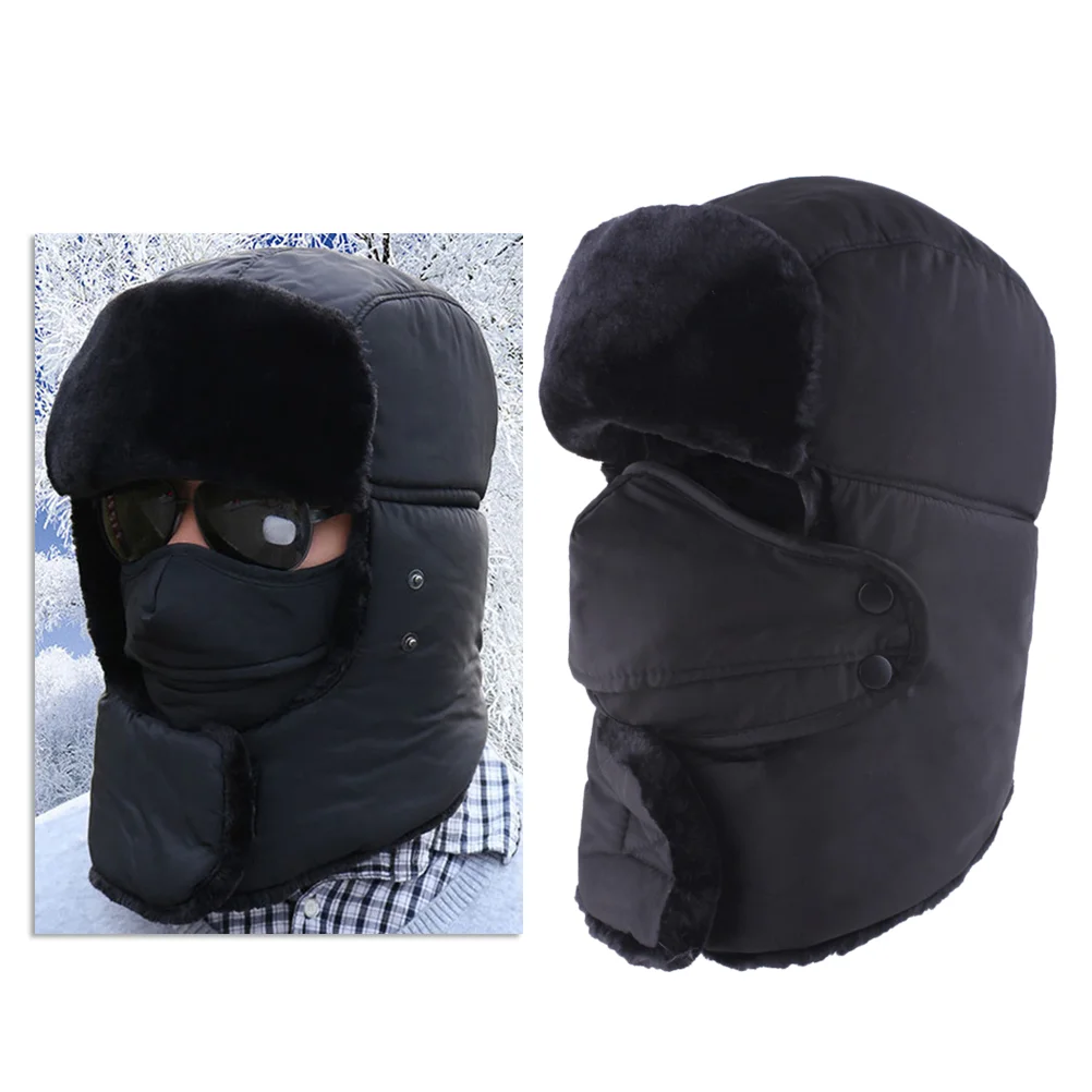 

Trapper Hat Winter Windproof Ski Hat Warm Winter Cap with Ear Flaps Mouth Cover Gifts for Men Camping Fishing Outdoor Activities