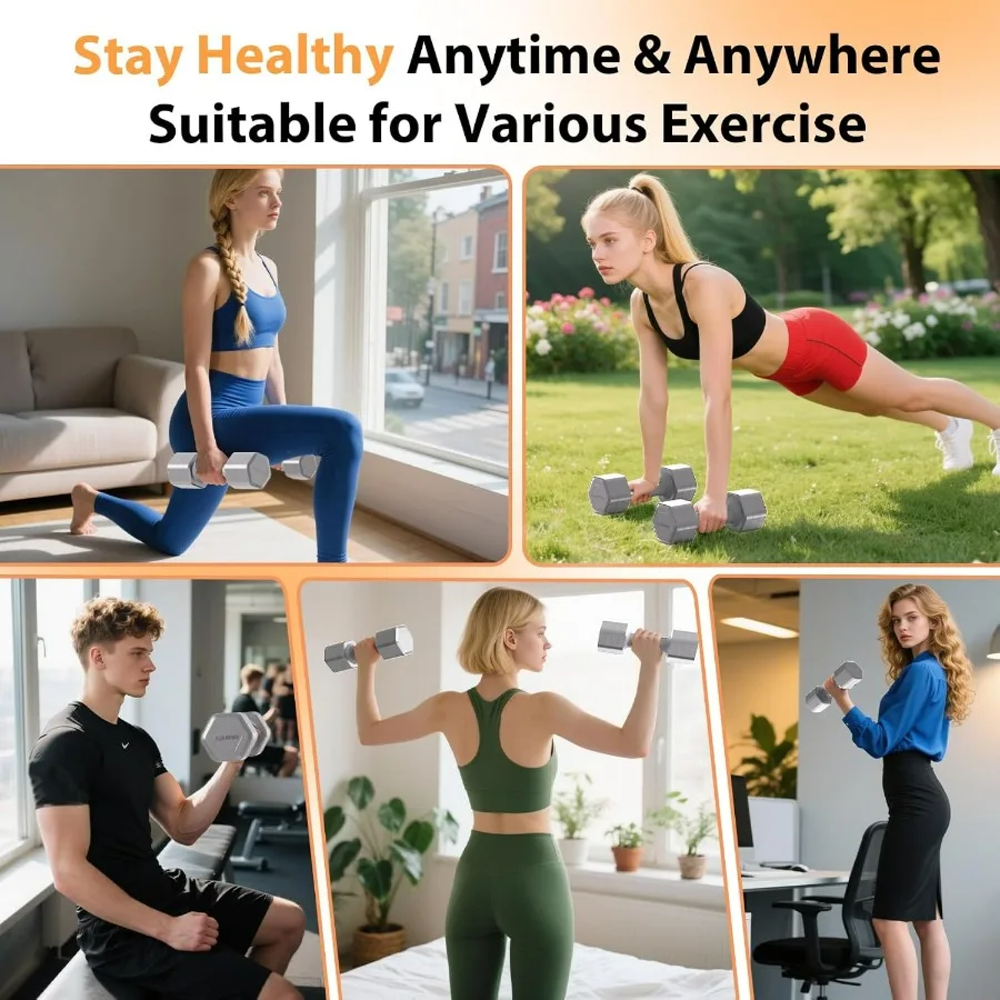 Adjustable Dumbbell Set of 2, 4 in 1 Free Weights Dumbbells Set, Hand Weights for Women at Home, 5 lb Dumbbells Set with Non-sli