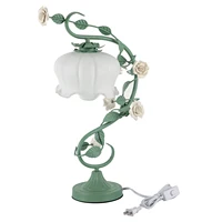 Green Flower Petal Table Lamp Bedroom Bedside Flower Night Light Glass Lampshade 1