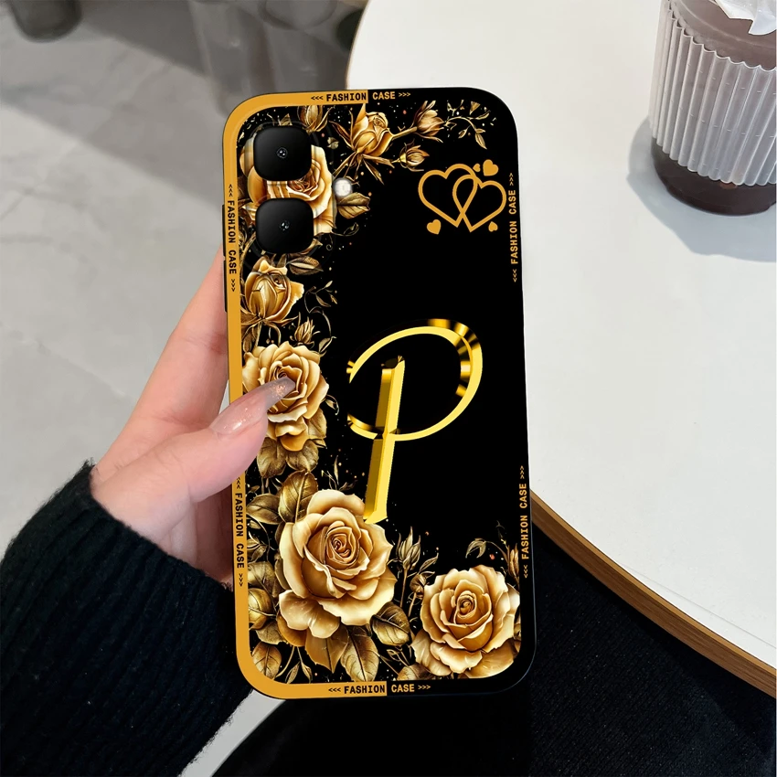 Rose Flower Letter Matte Silicone Shockproof Protective Phone Case
