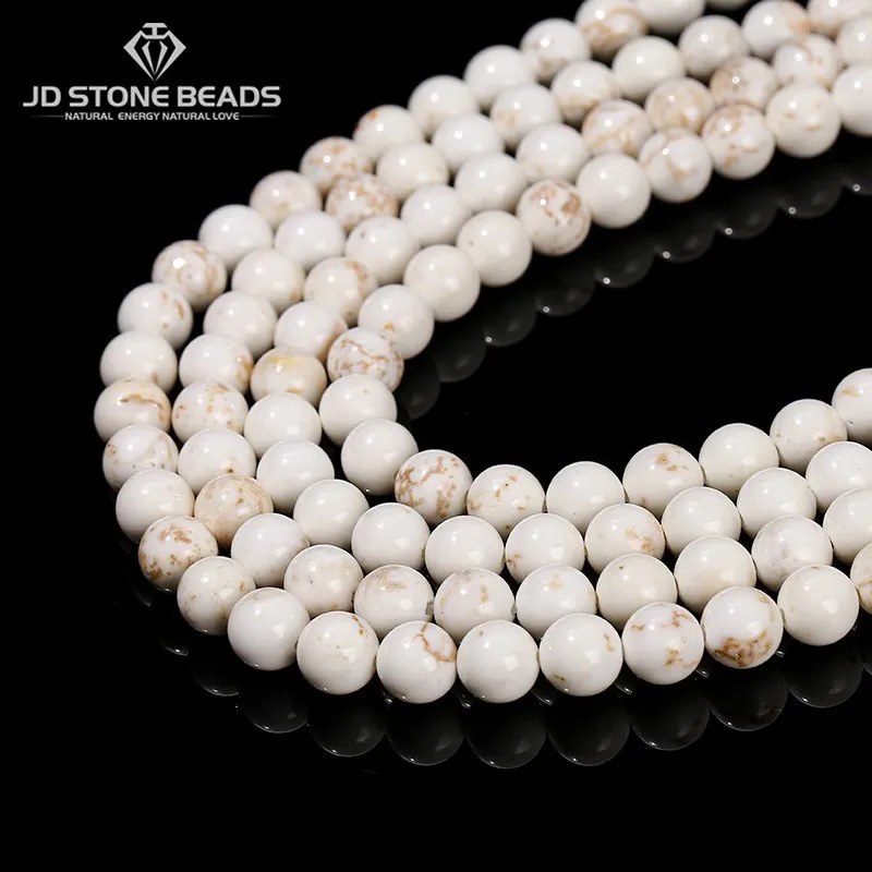 Wholesale Natural Magnesite Stone Bead Round Loose Spacer Beads For Jewelry Making DIY Bracelet Necklace Accessory 15'' Strand natural stone white moonstone beads round loose spacer beads for jewelry making diy bracelet necklace 6 8 10mm 15inches