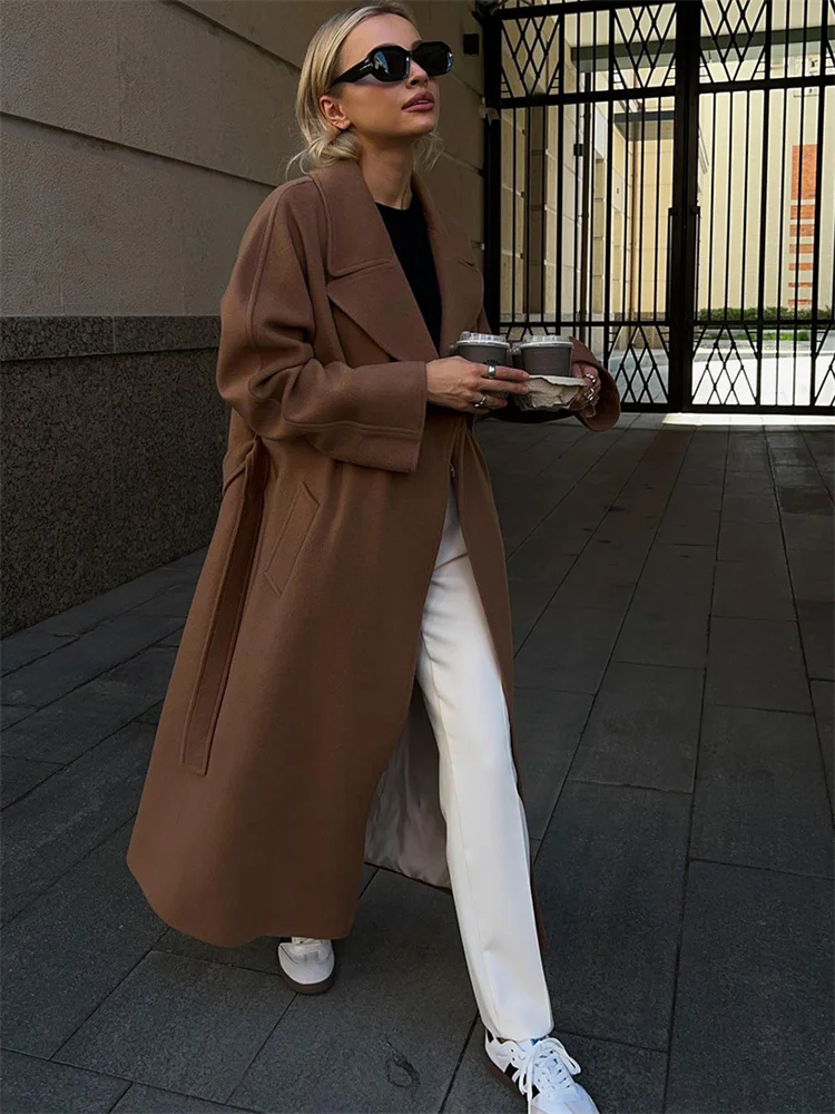 Tossy Winter Lapel Ladies Overcoat Coat Fashion Loose Elegant Pocket Patchwork Slim Long Sleeve High Street Female Outwear 2023