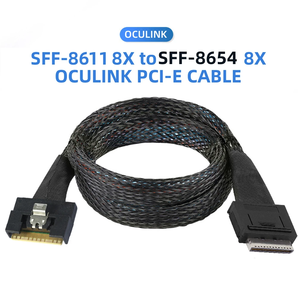 

Xiwai 50cm SFF-8611 8i to SFF-8654 8i 8x Oculink PCIe PCI-Express Slimline SSD Data Active Cable