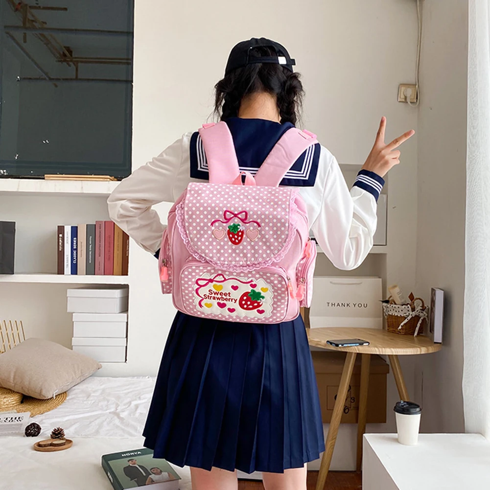 Mother garden strawberry Backpack School Girl kawaii pink used