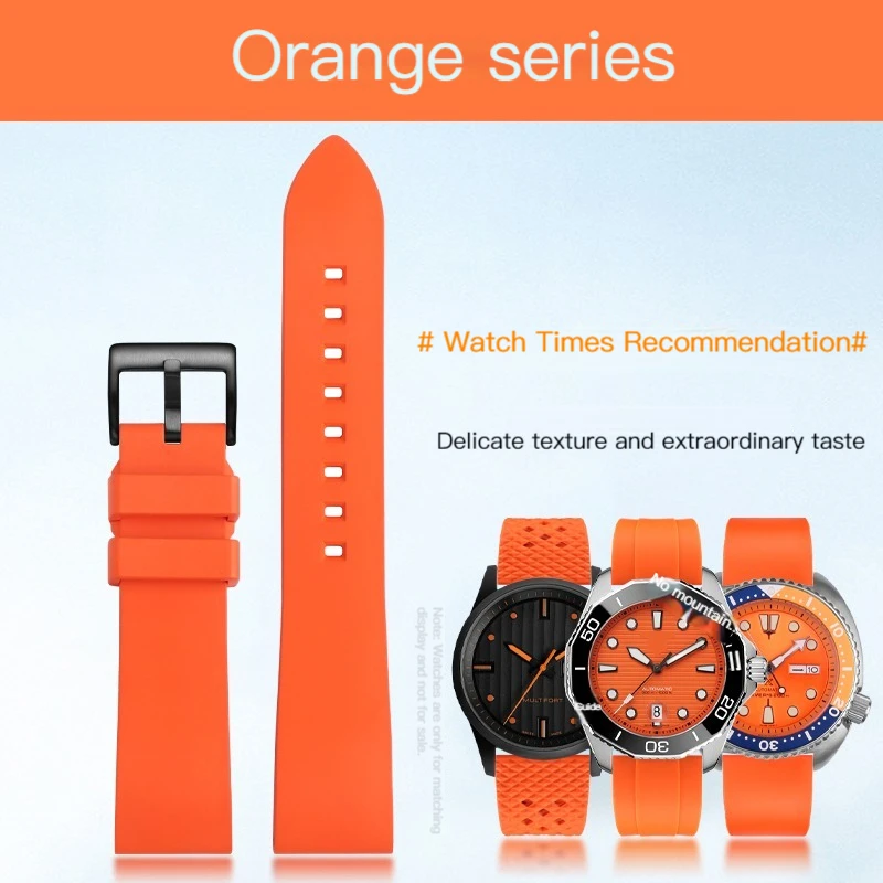 Orange Series Antiaderente Antipolvere Viton Adatto A Mido Omega Tag Heuer Seiko Orange Watch Con Bracciale Impermeabile 20Mm 22Mm 24Mm