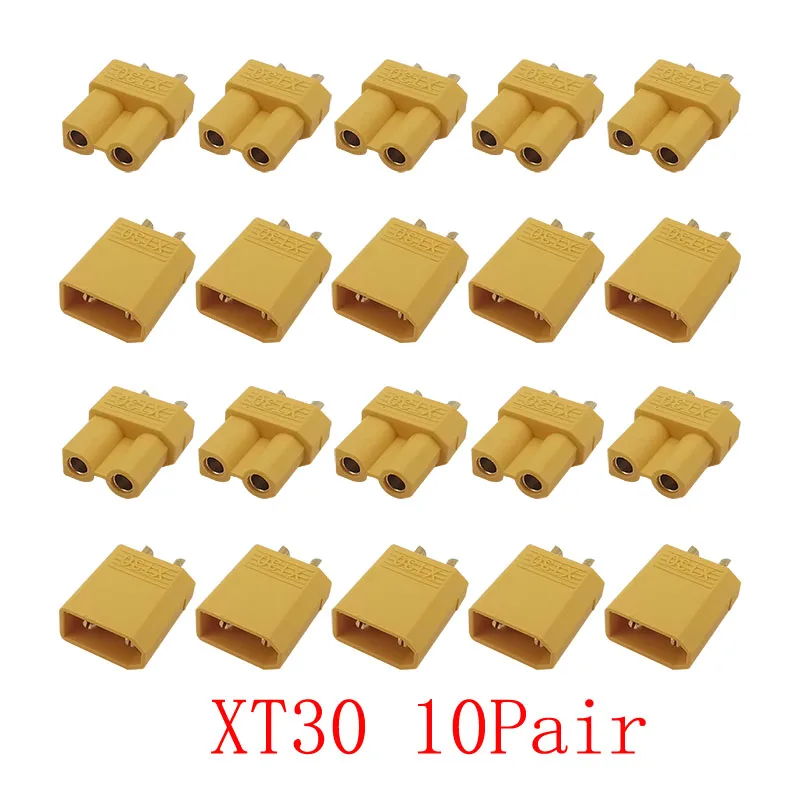 Connettori A Proiettile XT30 Maschio Femmina – 20 Pezzi (10 Paia) Con Tubo Termorestringente – Per Batterie Lipo E RC