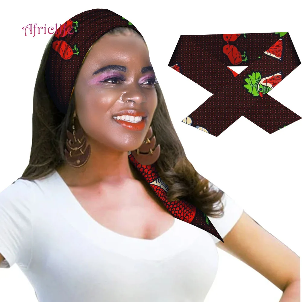 African Turban Cotton Double Layers Cross Hair Bbands in Fabric Wax Print Headband Women Turban to Tie WYB69