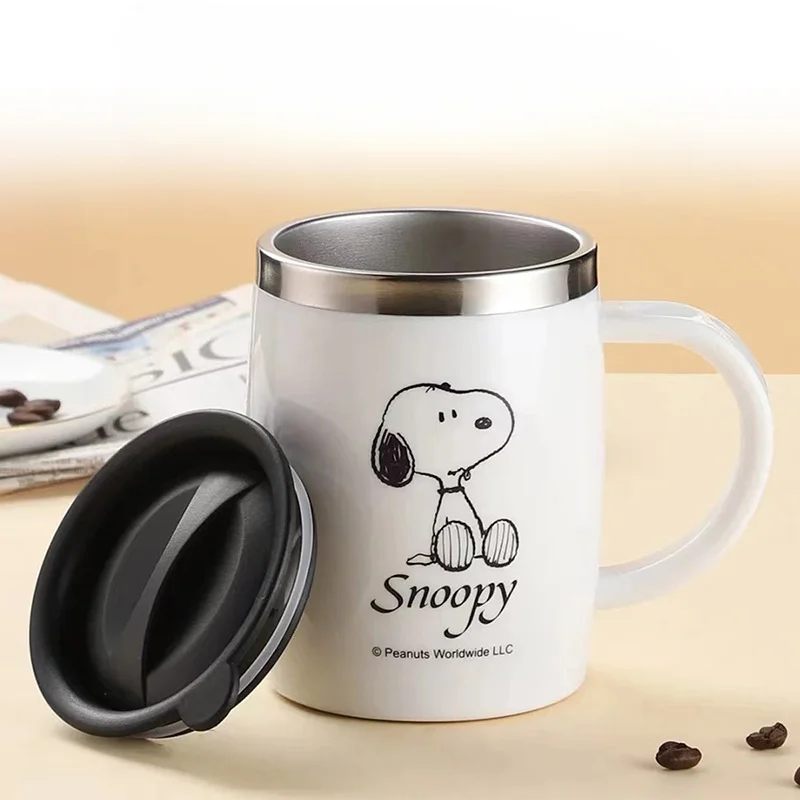 

420ml Snoopy Stainless Steel Mug for Men and Women Creativity Cute Coffee Mugs and Cups Kawaii Gifts for Girls Eco Friendly