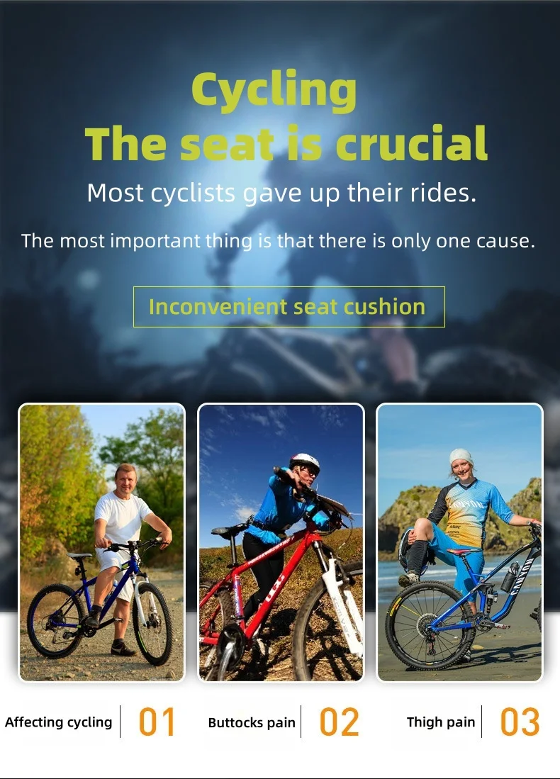 Description Picture 4 of itemMountain bike seat - Breathable and comfortable, thick and able to relieve pain. Suitable for mountain bike accessories.