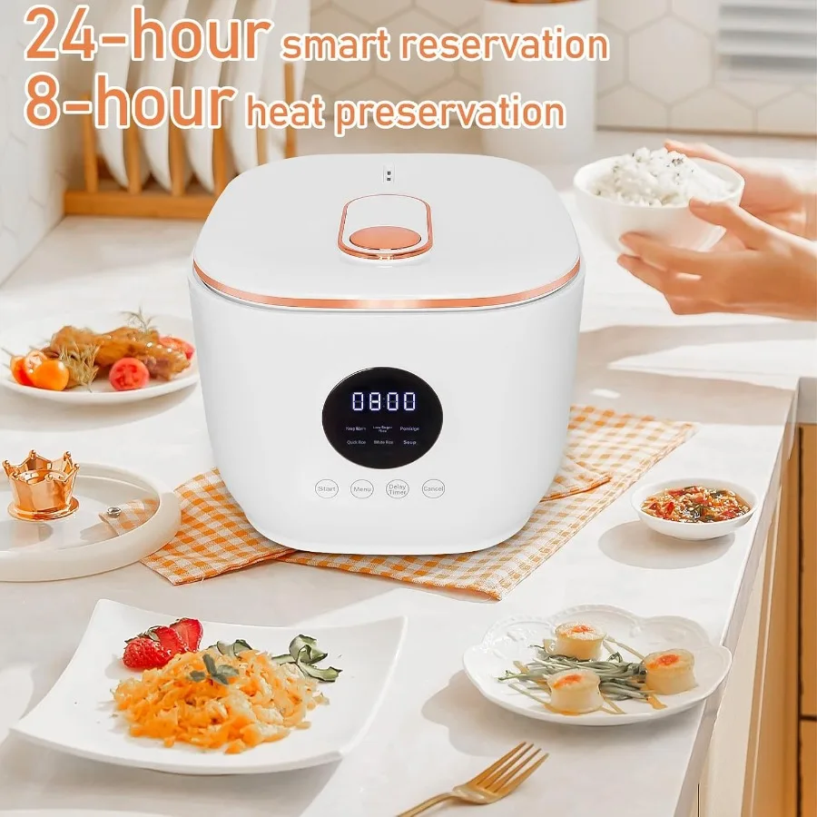 Small Low Carb Rice Cooker 6 Cup 3L Mini Low Sugar Rice Cooker with Steamer Basket 5 Cooking Functions Smart Starch Removing 8H