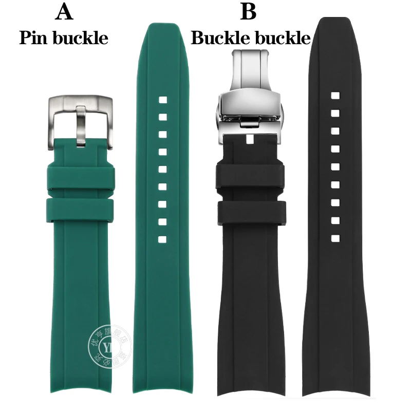 Premium Curved End Waterproof Silicone Sport Watch Band - 20mm/22mm