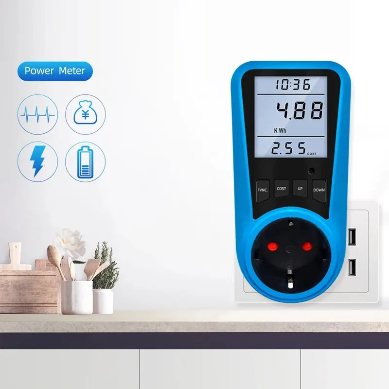 Power Meter 1 PC Plug in Power Meter for Socket Power Usage Household EU Plug