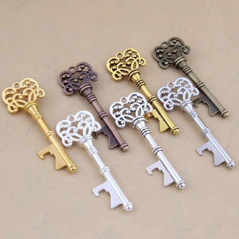 

40pcs/lot Classic Creative Wedding Favors Party Gifts Antique Bronze Skeleton Key Beer Bottle Opener