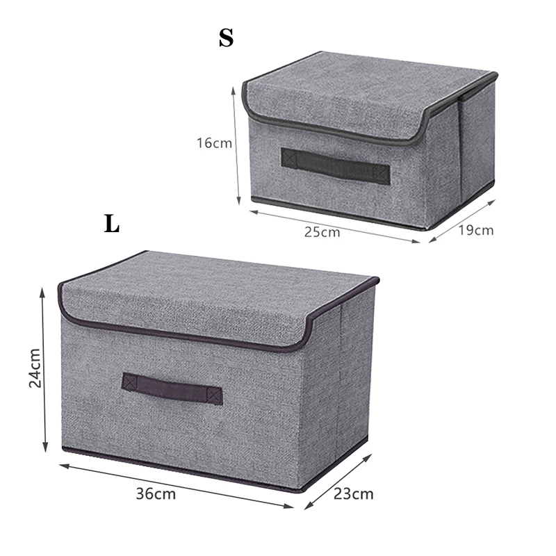 Non-woven Fabric Fold Storage Box Bedroom Wardrobe  Toy Clothes Sundries Organizer with Cover Underwear Sock Home Accessories 6