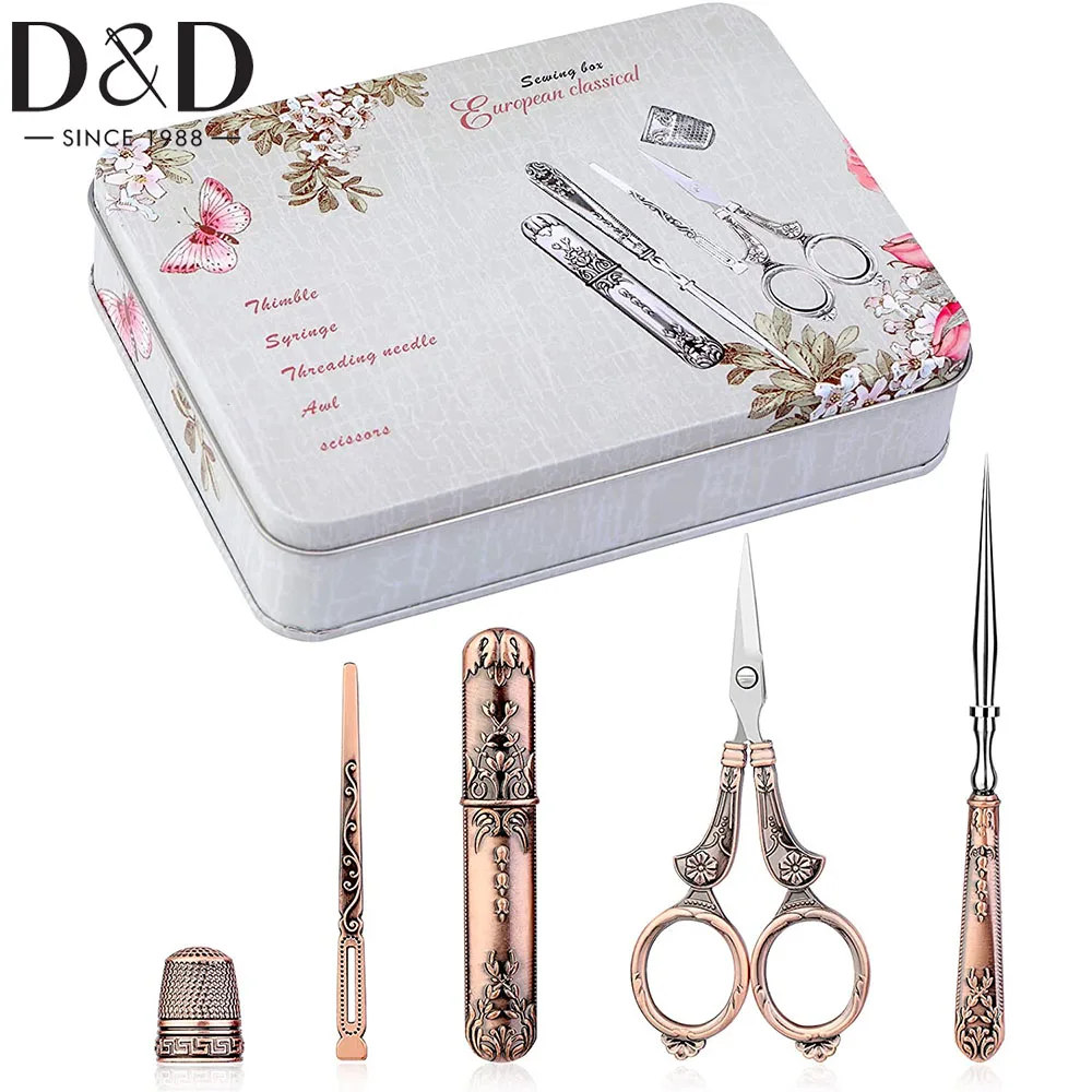 Embroidery Scissors Kit European Antique Vintage Sewing Kit Vintage Sewing Tools with Embroidery Scissors for Sewing Needlework 1