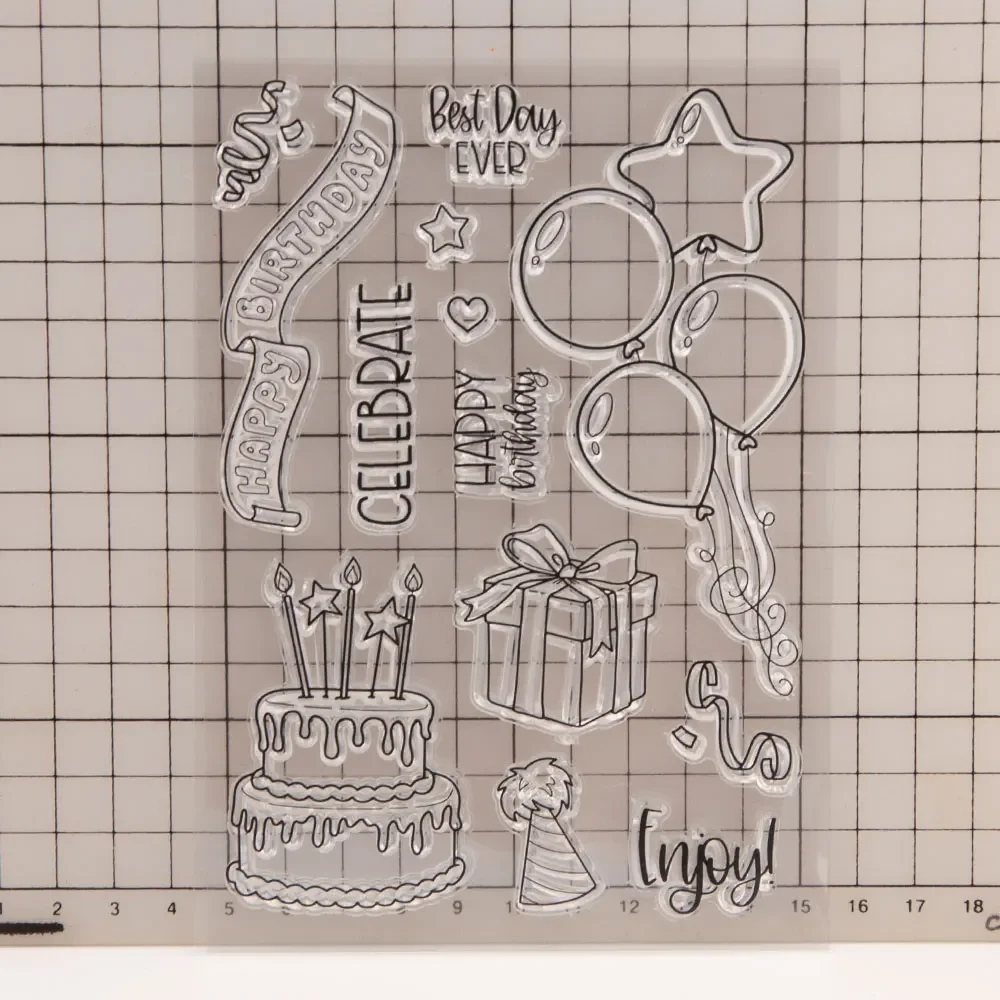 Clear Stamps Clear Rubber Stamps Birthday Cake Clear Stamps for DIY Crafts