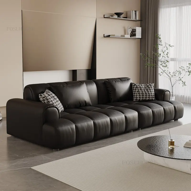 ItalianMinimalistLeatherSofaforLivingRoomFurnitureModernSmall