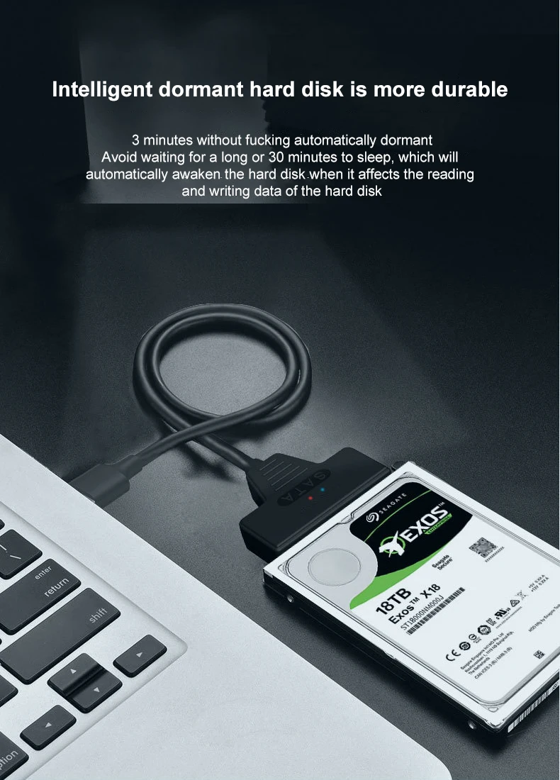 SATA to USB 3.0 2.0 ̺, ִ 6 Gbps, 2.5 ġ  HDD SSD ϵ ̺ SATA 3 22  , USB 3.0 to Sata III ڵ