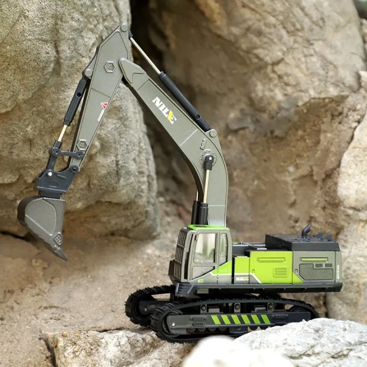 Metal Head Plastic Body Kids Engineering Vehicle Toy Excavator