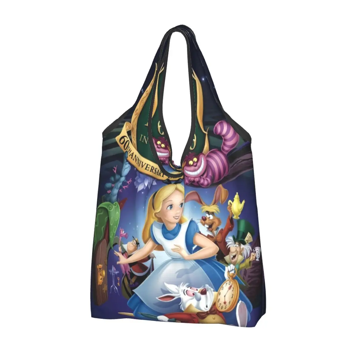 

Custom Recycling Alice's Adventures In Wonderland Alice In Shopping Bag Women Tote Bag Portable Grocery Shopper Bags