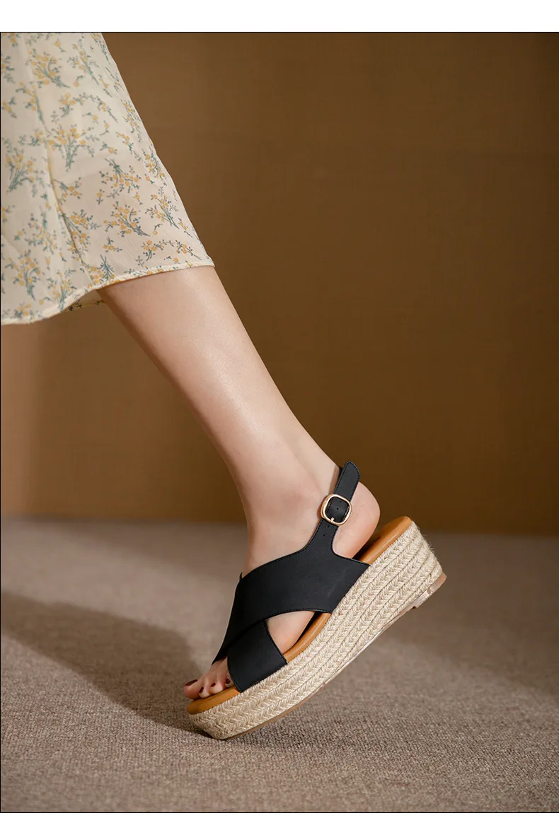 Summer Women Sandals 2022 New Fashion Wedges Super High Heel Sandals Buckle Round Toe Open Toes Ladies Footwear